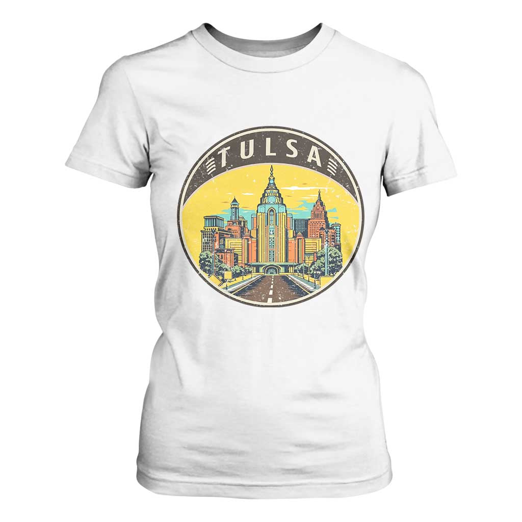 Vintage Tulsa Oklahoma Cityscape Pride T Shirt For Women TS12 White Print Your Wear