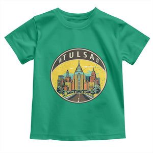 Vintage Tulsa Oklahoma Cityscape Pride Toddler T Shirt TS12 Irish Green Print Your Wear