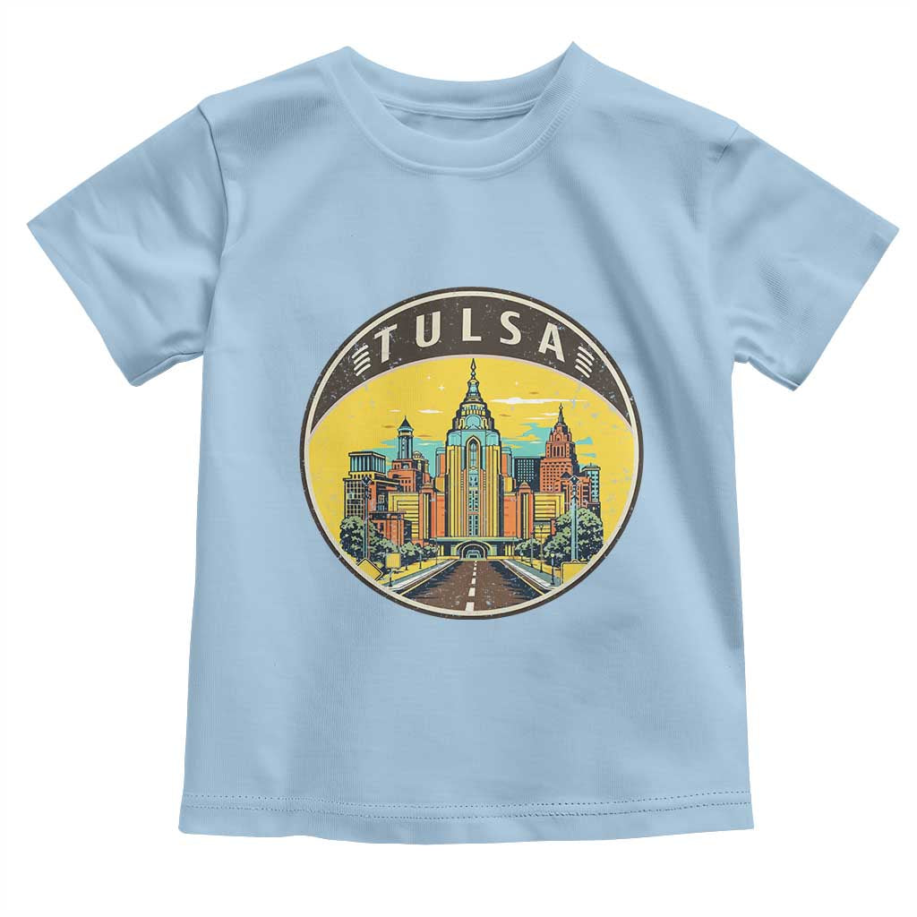 Vintage Tulsa Oklahoma Cityscape Pride Toddler T Shirt TS12 Light Blue Print Your Wear