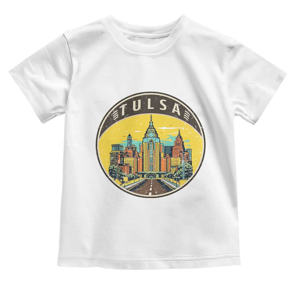 Vintage Tulsa Oklahoma Cityscape Pride Toddler T Shirt TS12 White Print Your Wear