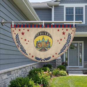 Vintage Tulsa Oklahoma Cityscape Pride Patriotic Fan Flag