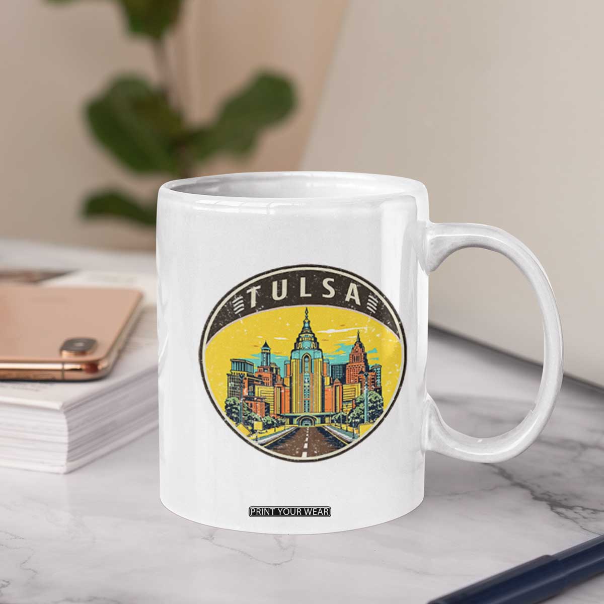 Vintage Tulsa Oklahoma Cityscape Pride Coffee Mug TS12 Print Your Wear