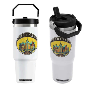 Vintage Tulsa Oklahoma Cityscape Pride Flip Straw Tumbler TS12 One Size: 30 oz White Print Your Wear