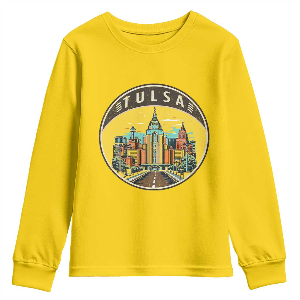 Vintage Tulsa Oklahoma Cityscape Pride Youth Sweatshirt TS12 Daisy Print Your Wear
