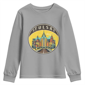 Vintage Tulsa Oklahoma Cityscape Pride Youth Sweatshirt TS12 Sport Gray Print Your Wear