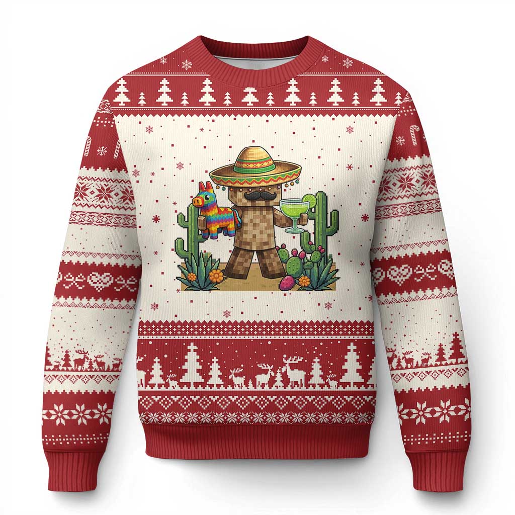 Cinco De Mayo Mexican Gamer Ugly Christmas Sweater Video Game Fiesta Gift TS12 Beige Red Print Your Wear