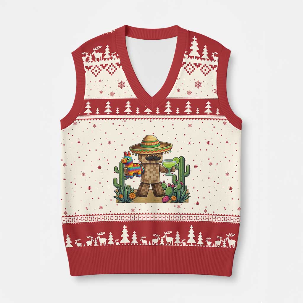 Cinco De Mayo Mexican Gamer V-Neck Knit Sweater Vest Video Game Fiesta Gift TS12 Beige Red Print Your Wear