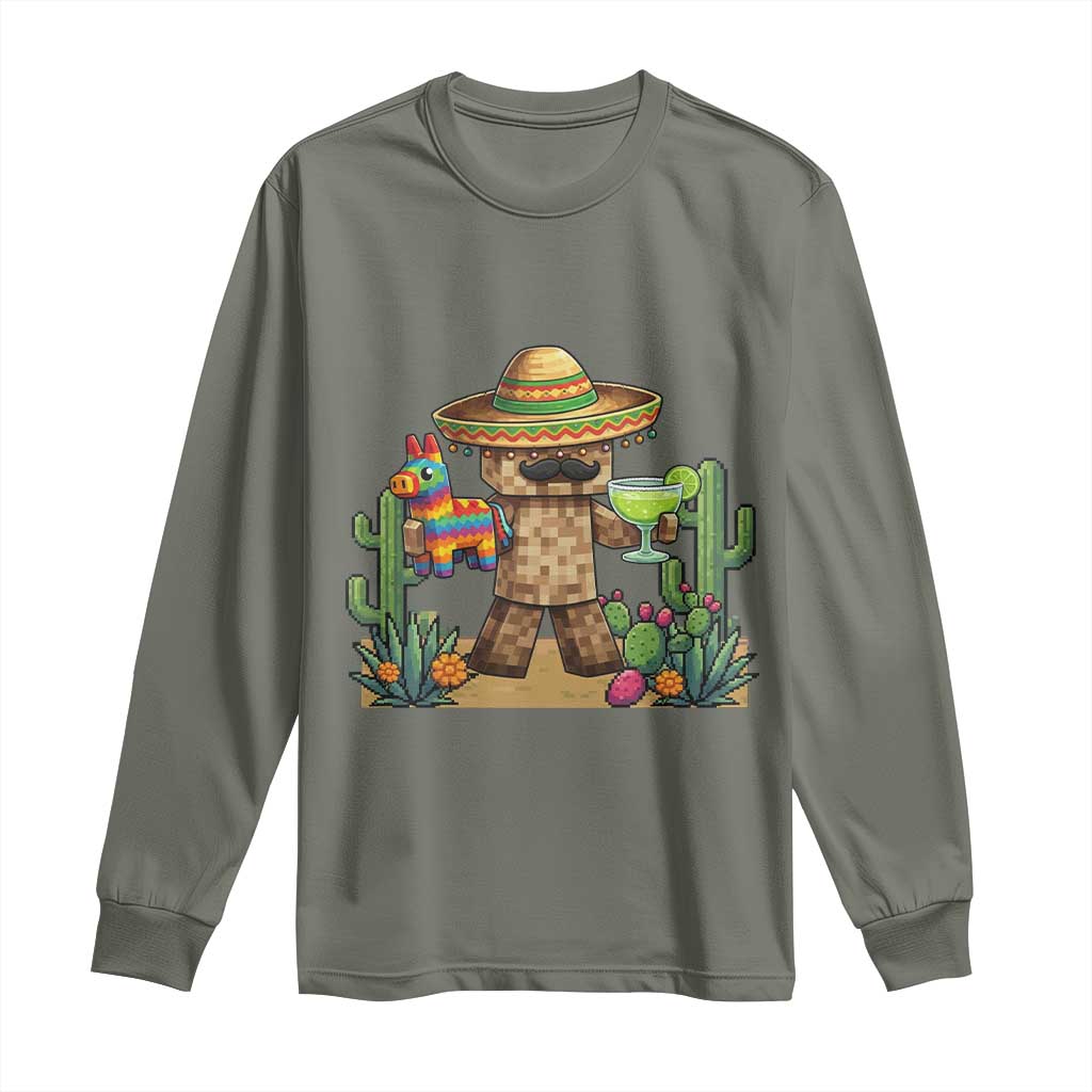 Cinco De Mayo Mexican Gamer Long Sleeve Shirt Video Game Fiesta Gift TS12 Military Green Print Your Wear