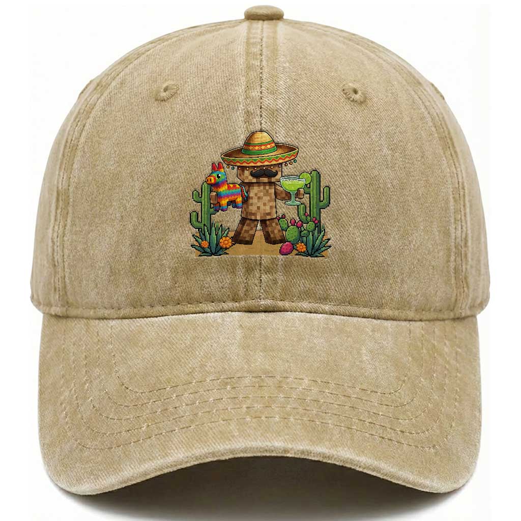 Cinco De Mayo Mexican Gamer Washed Cotton Baseball Cap Video Game Fiesta Gift TS12 Print Your Wear