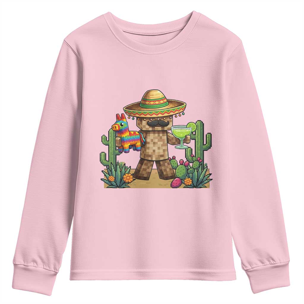Cinco De Mayo Mexican Gamer Youth Sweatshirt Video Game Fiesta Gift TS12 Light Pink Print Your Wear