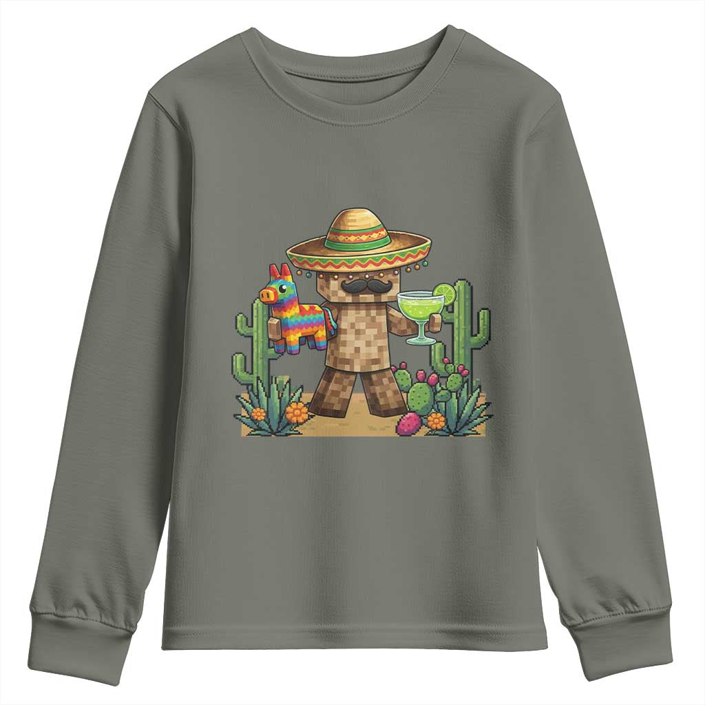 Cinco De Mayo Mexican Gamer Youth Sweatshirt Video Game Fiesta Gift TS12 Military Green Print Your Wear