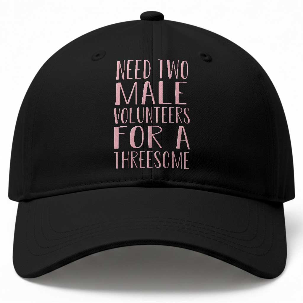 Dirty Joke Gag Gift Baseball Cap Need Two Male Volunteers For A Threesome TS12 Print Your Wear
