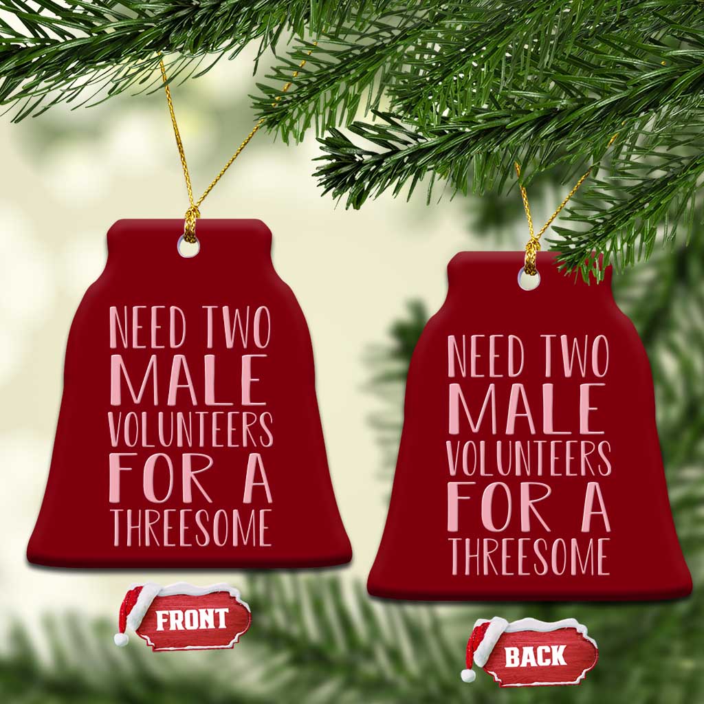 Dirty Joke Gag Gift Ceramic Ornament Need Two Male Volunteers For A Threesome TS12 Print Your Wear