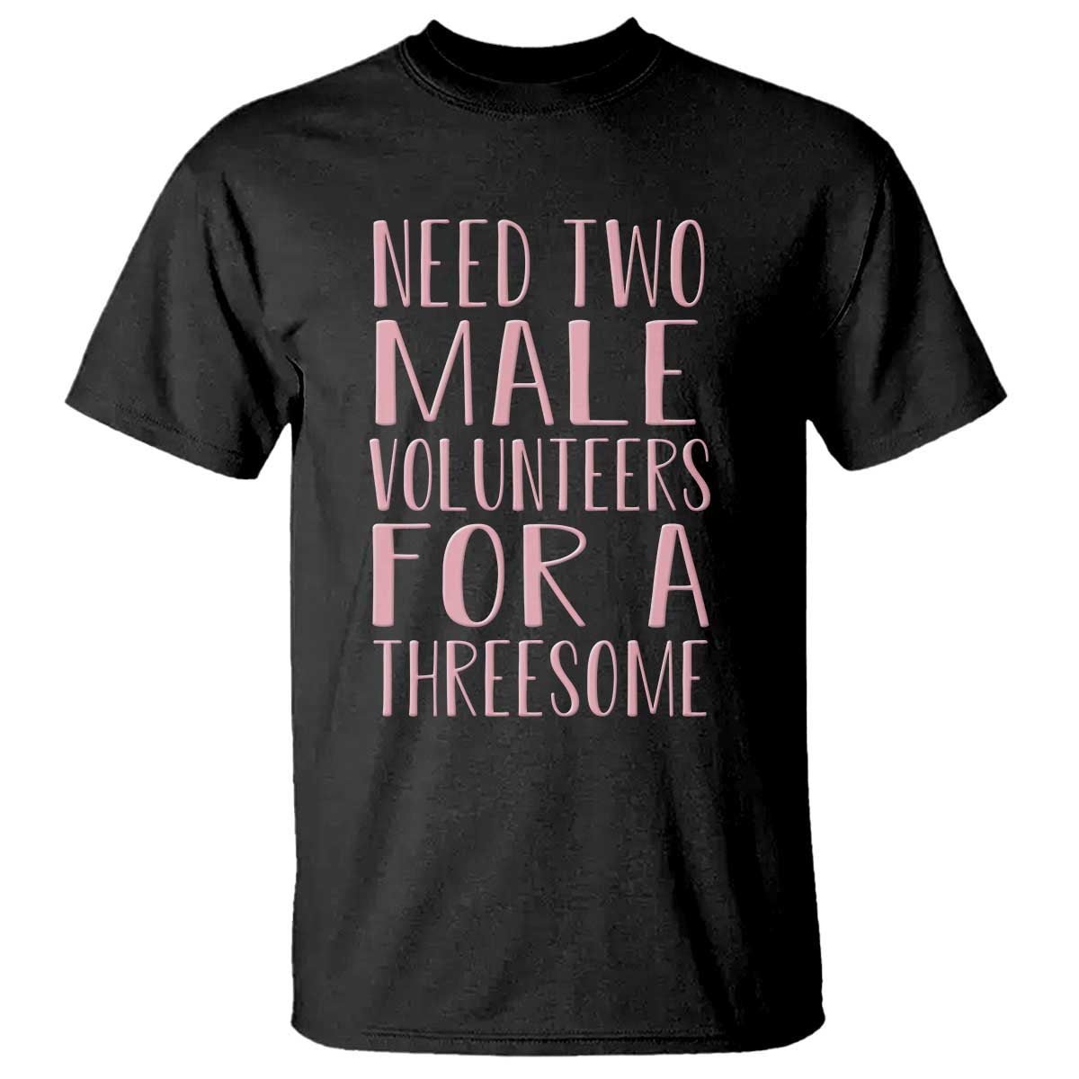 Dirty Joke Gag Gift T Shirt Need Two Male Volunteers For A Threesome TS12 Black Print Your Wear