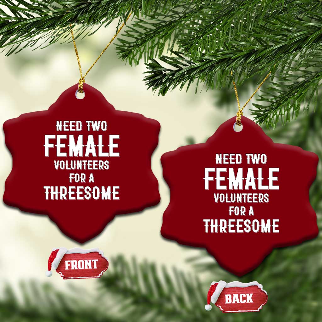 Funny Adult Humor Ceramic Ornament Need Two Female Volunteers For A Threesome TS12 Print Your Wear