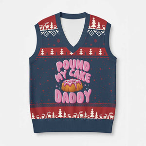 Funny Adult Humor V-Neck Knit Sweater Vest Pound My Cake Daddy TS12 Navy Red Print Your Wear