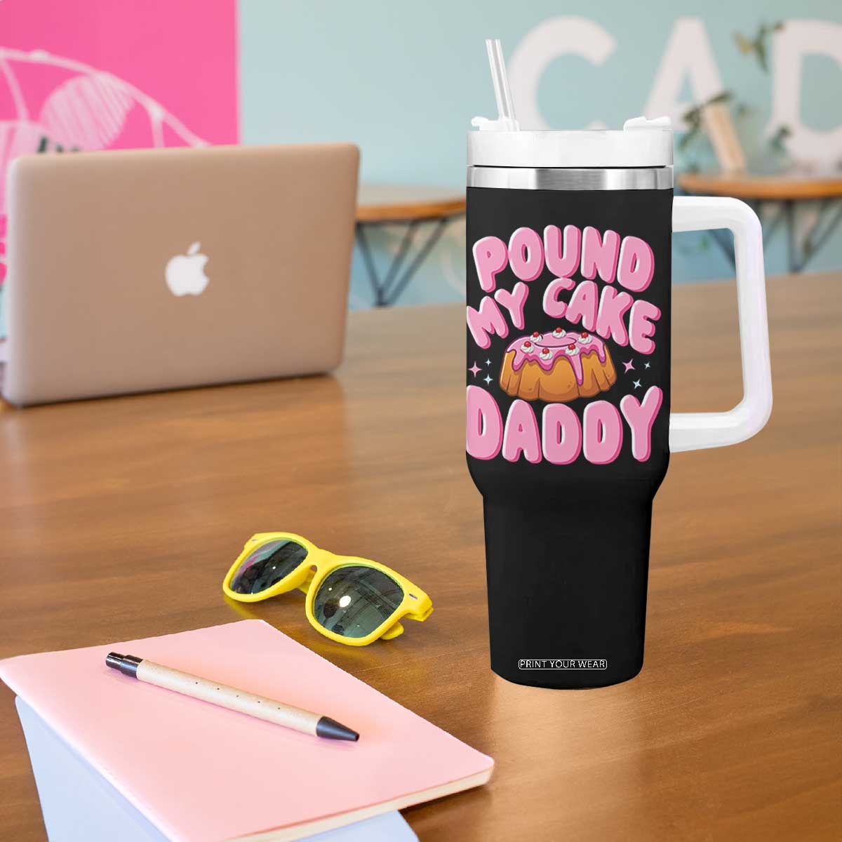 Funny Adult Humor Tumbler With Handle Pound My Cake Daddy TS12 Print Your Wear