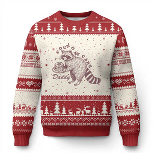 Funny Raccoon Adult Humor Gag Gift Ugly Christmas Sweater Pound My Cake Daddy TS12 Beige Red Print Your Wear