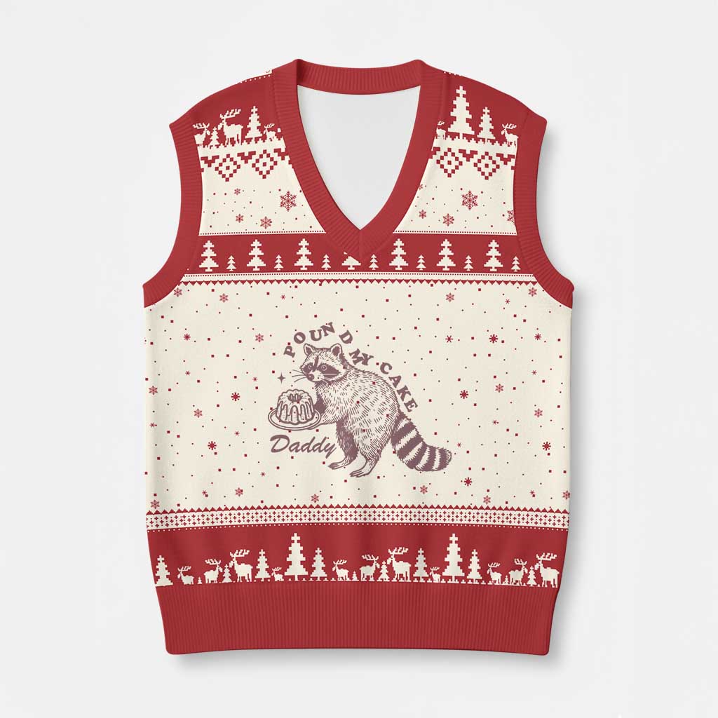 Funny Raccoon Adult Humor Gag Gift V-Neck Knit Sweater Vest Pound My Cake Daddy TS12 Beige Red Print Your Wear