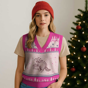 Funny Raccoon Adult Humor Gag Gift V-Neck Knit Sweater Vest Pound My Cake Daddy TS12 Hot Pink Print Your Wear