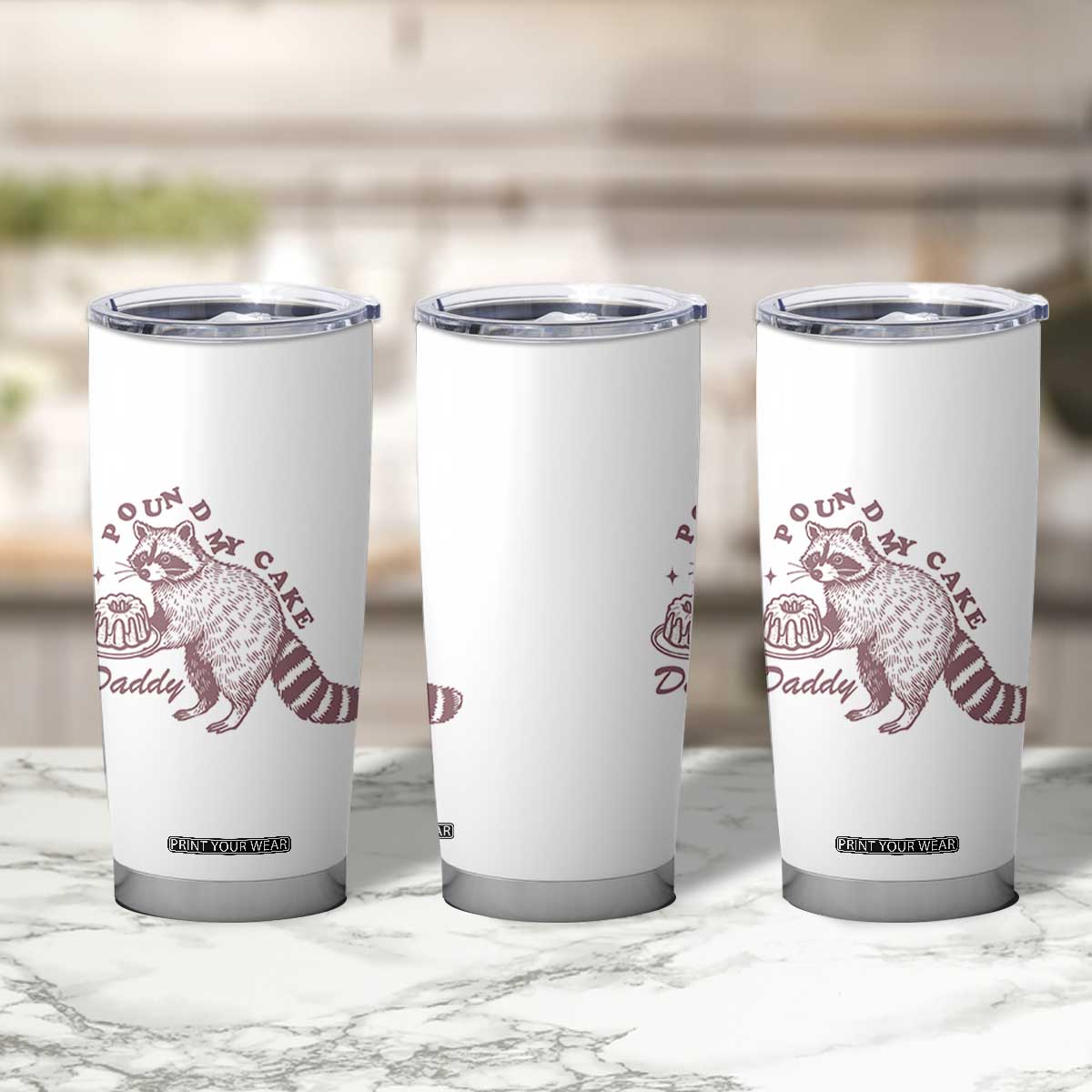 Funny Raccoon Adult Humor Gag Gift Tumbler Cup Pound My Cake Daddy TS12 Print Your Wear