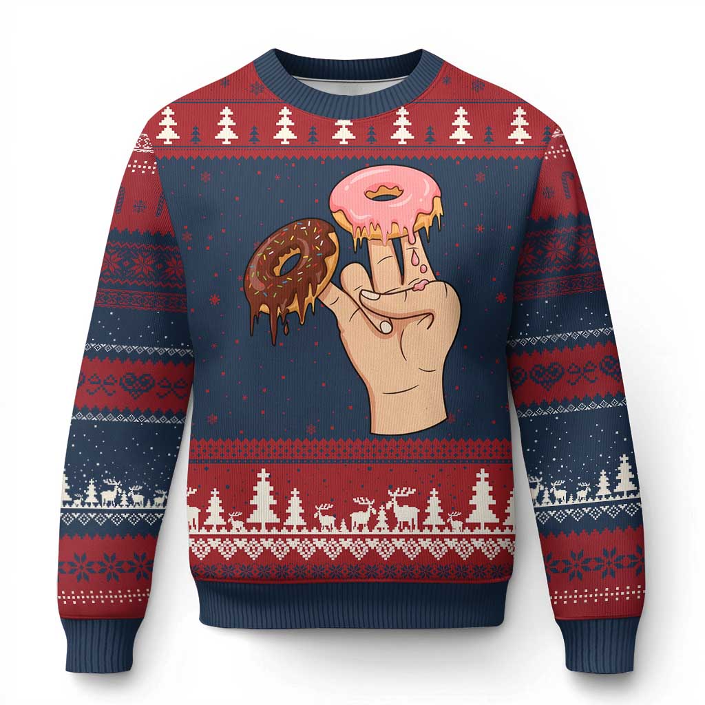 2 In The Pink 1 In The Stink Ugly Christmas Sweater Funny Donut Adult Humor TS12 Navy Red Print Your Wear