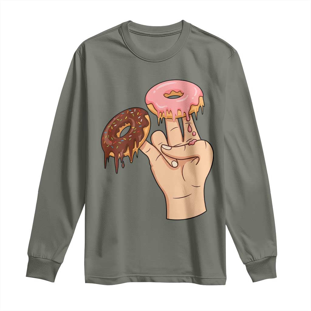 2 In The Pink 1 In The Stink Long Sleeve Shirt Funny Donut Adult Humor TS12 Military Green Print Your Wear