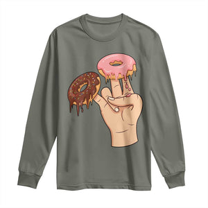 2 In The Pink 1 In The Stink Long Sleeve Shirt Funny Donut Adult Humor TS12 Military Green Print Your Wear