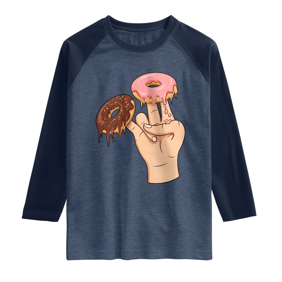 2 In The Pink 1 In The Stink Raglan Shirt Funny Donut Adult Humor TS12 Heather Denim Navy Print Your Wear