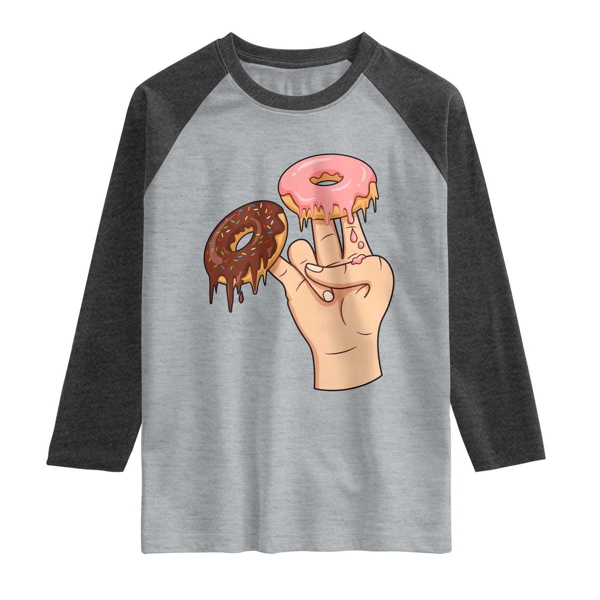 2 In The Pink 1 In The Stink Raglan Shirt Funny Donut Adult Humor TS12 Heather Gray Heather Charcoal Print Your Wear