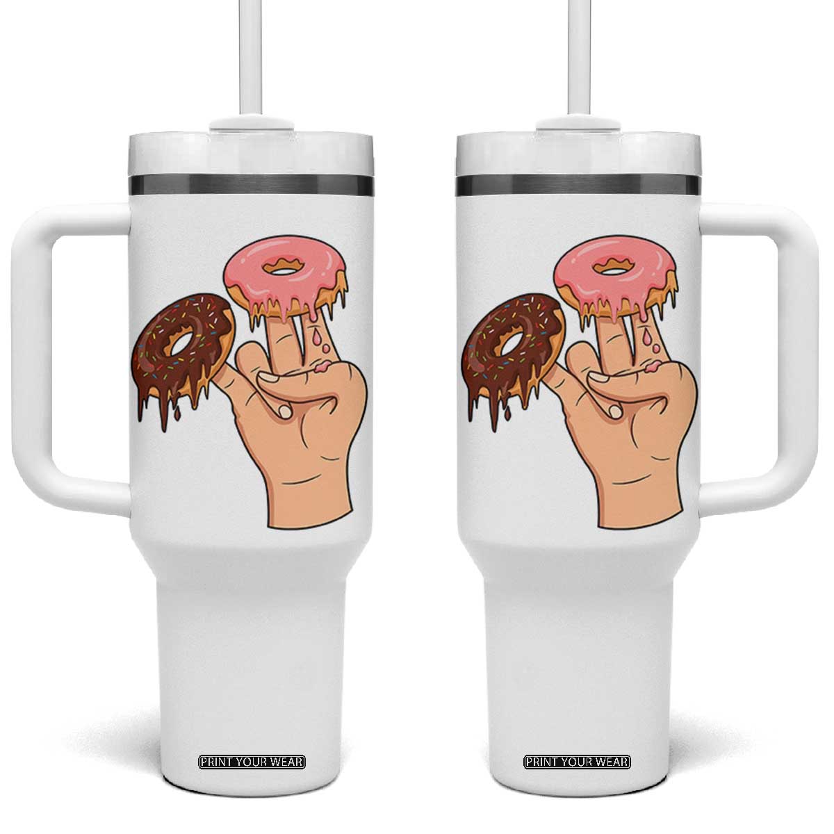 2 In The Pink 1 In The Stink Tumbler With Handle Funny Donut Adult Humor TS12 One Size: 40 oz White Print Your Wear