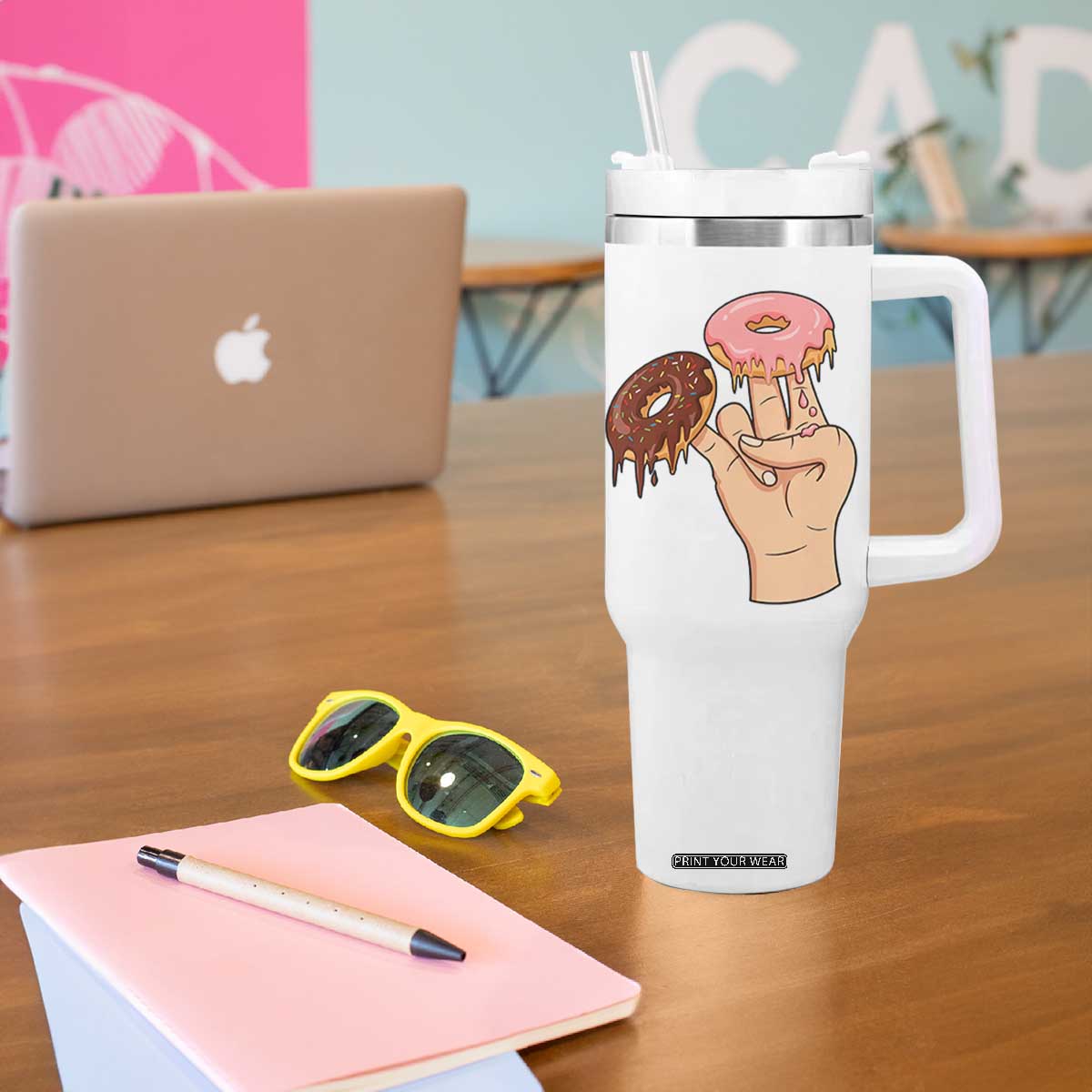2 In The Pink 1 In The Stink Tumbler With Handle Funny Donut Adult Humor TS12 Print Your Wear