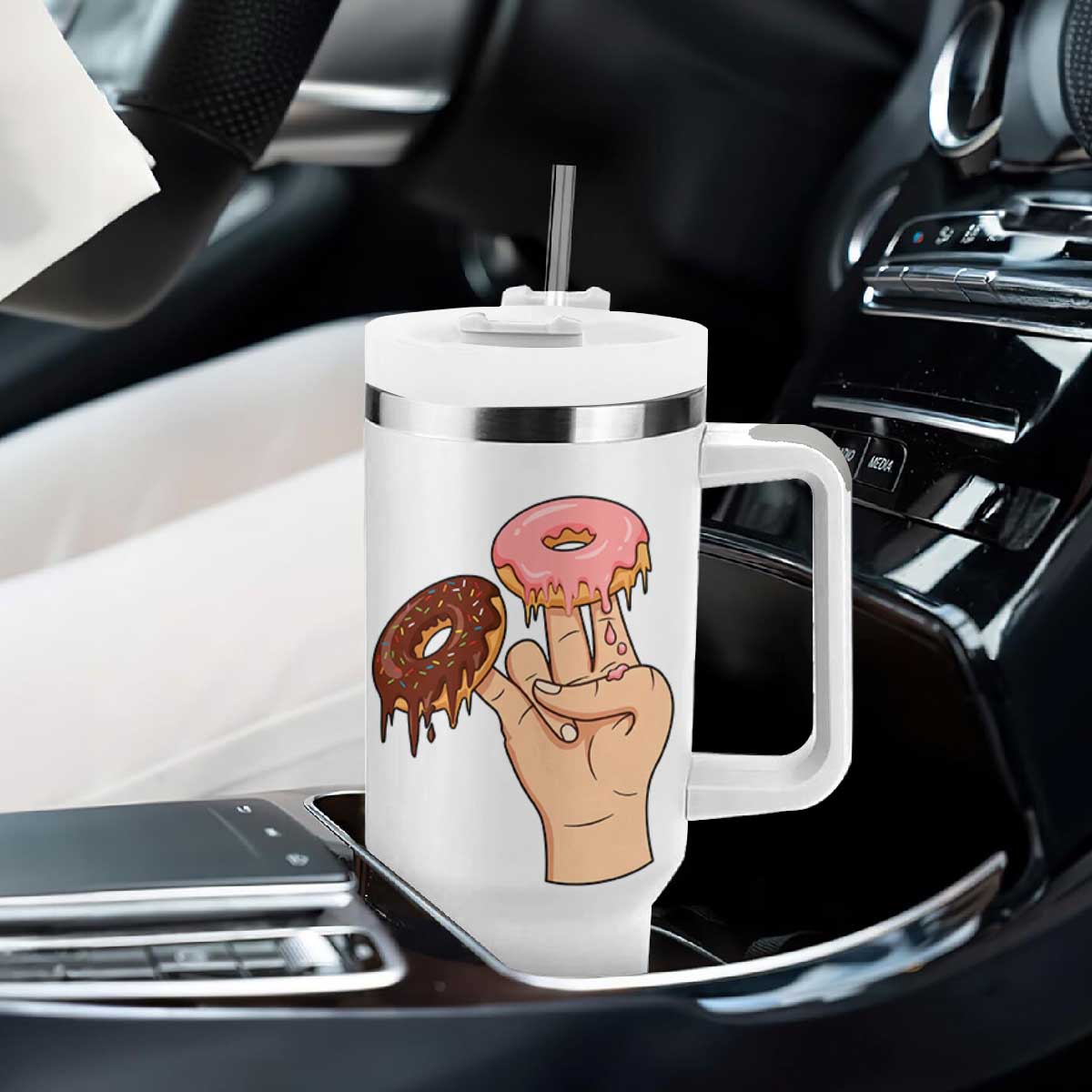 2 In The Pink 1 In The Stink Tumbler With Handle Funny Donut Adult Humor TS12 Print Your Wear
