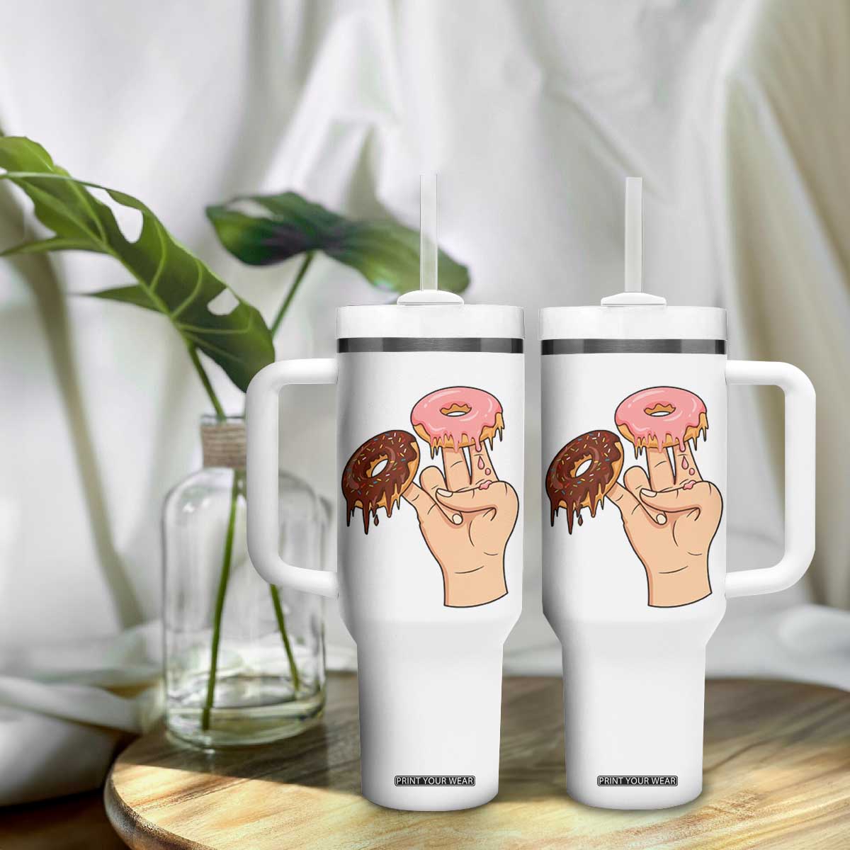 2 In The Pink 1 In The Stink Tumbler With Handle Funny Donut Adult Humor TS12 Print Your Wear