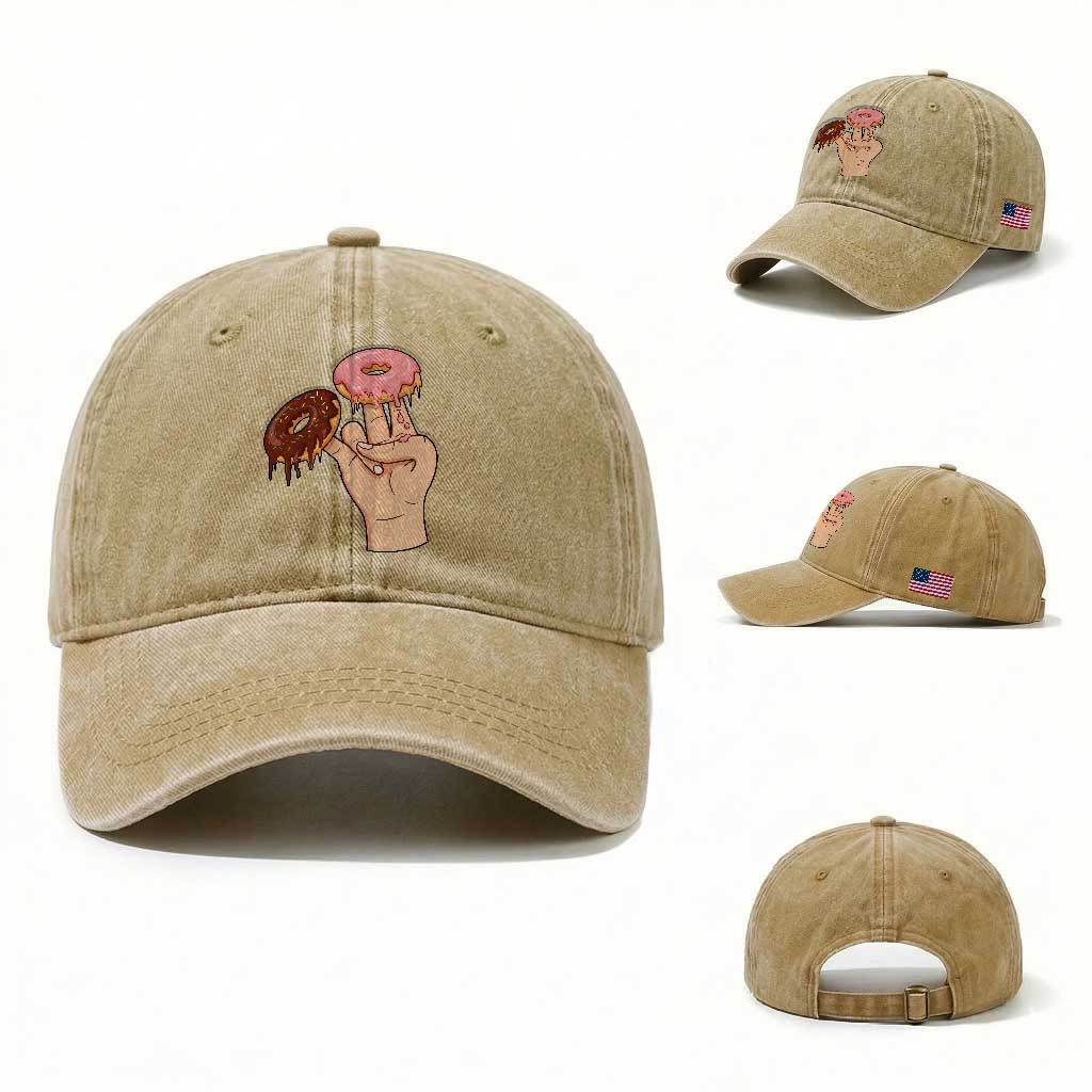 2 In The Pink 1 In The Stink Washed Cotton Baseball Cap Funny Donut Adult Humor TS12 Washed Cap Universal Fit Khaki Print Your Wear