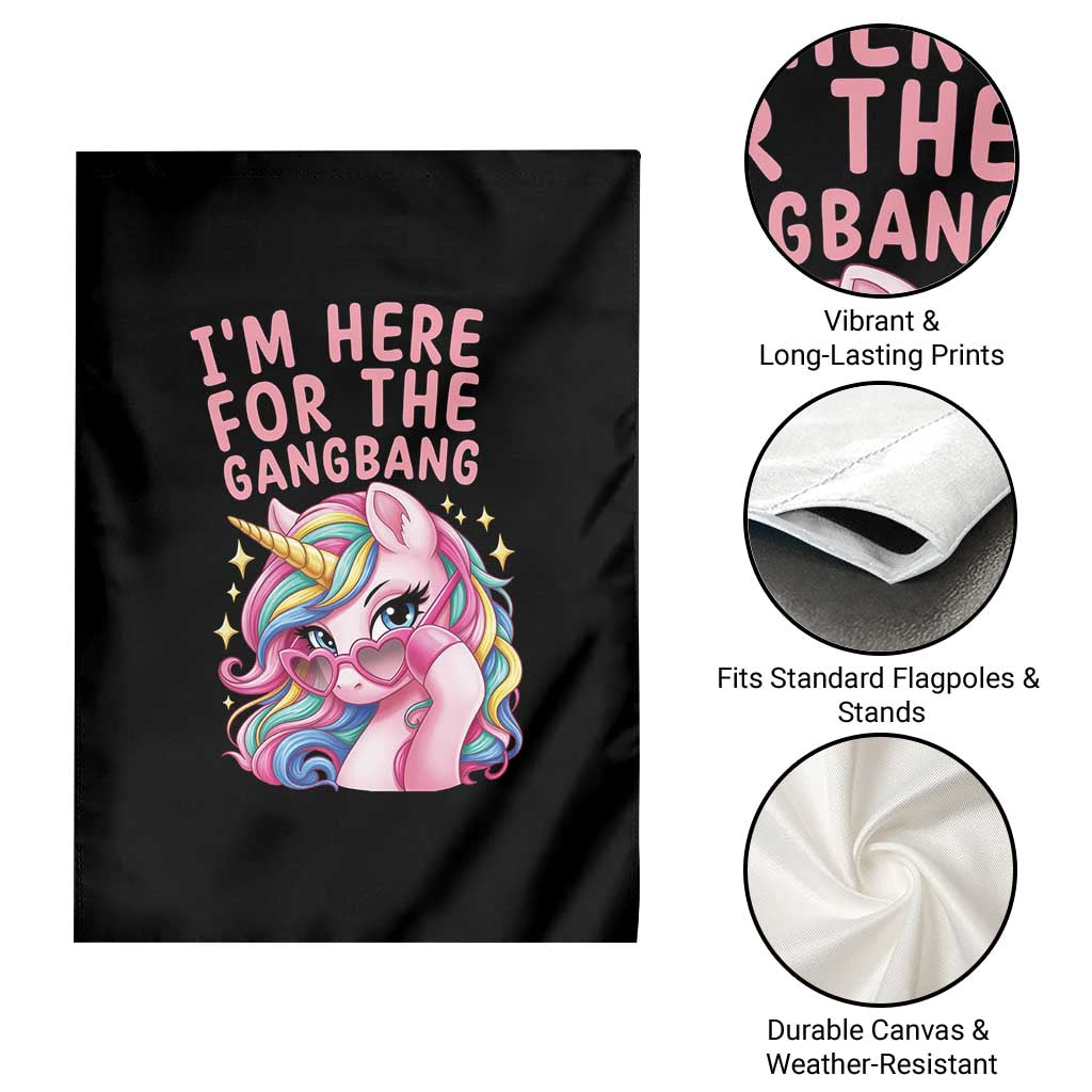 Funny Adult Humor Garden Flag I Am Here For The Gangb*ng TS12 Print Your Wear