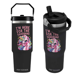 Funny Adult Humor Flip Straw Tumbler I Am Here For The Gangb*ng TS12 One Size: 30 oz Black Print Your Wear