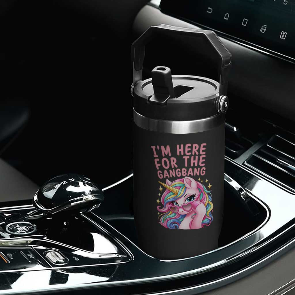 Funny Adult Humor Flip Straw Tumbler I Am Here For The Gangb*ng TS12 Print Your Wear
