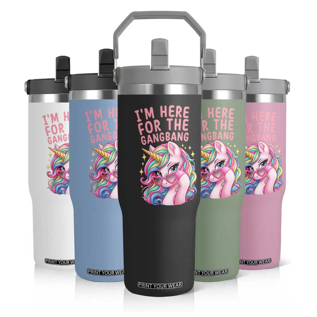 Funny Adult Humor Flip Straw Tumbler I Am Here For The Gangb*ng TS12 Print Your Wear