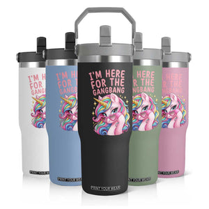 Funny Adult Humor Flip Straw Tumbler I Am Here For The Gangb*ng TS12 Print Your Wear