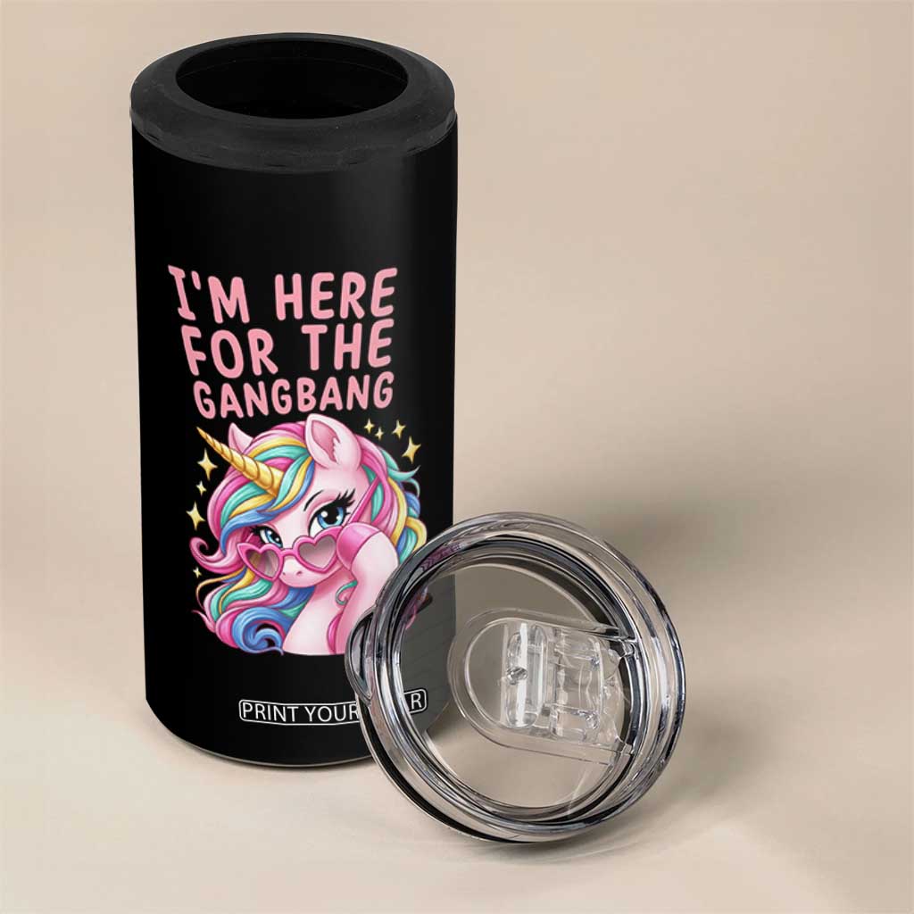 Funny Adult Humor 4 in 1 Can Cooler Tumbler I Am Here For The Gangb*ng TS12 Print Your Wear