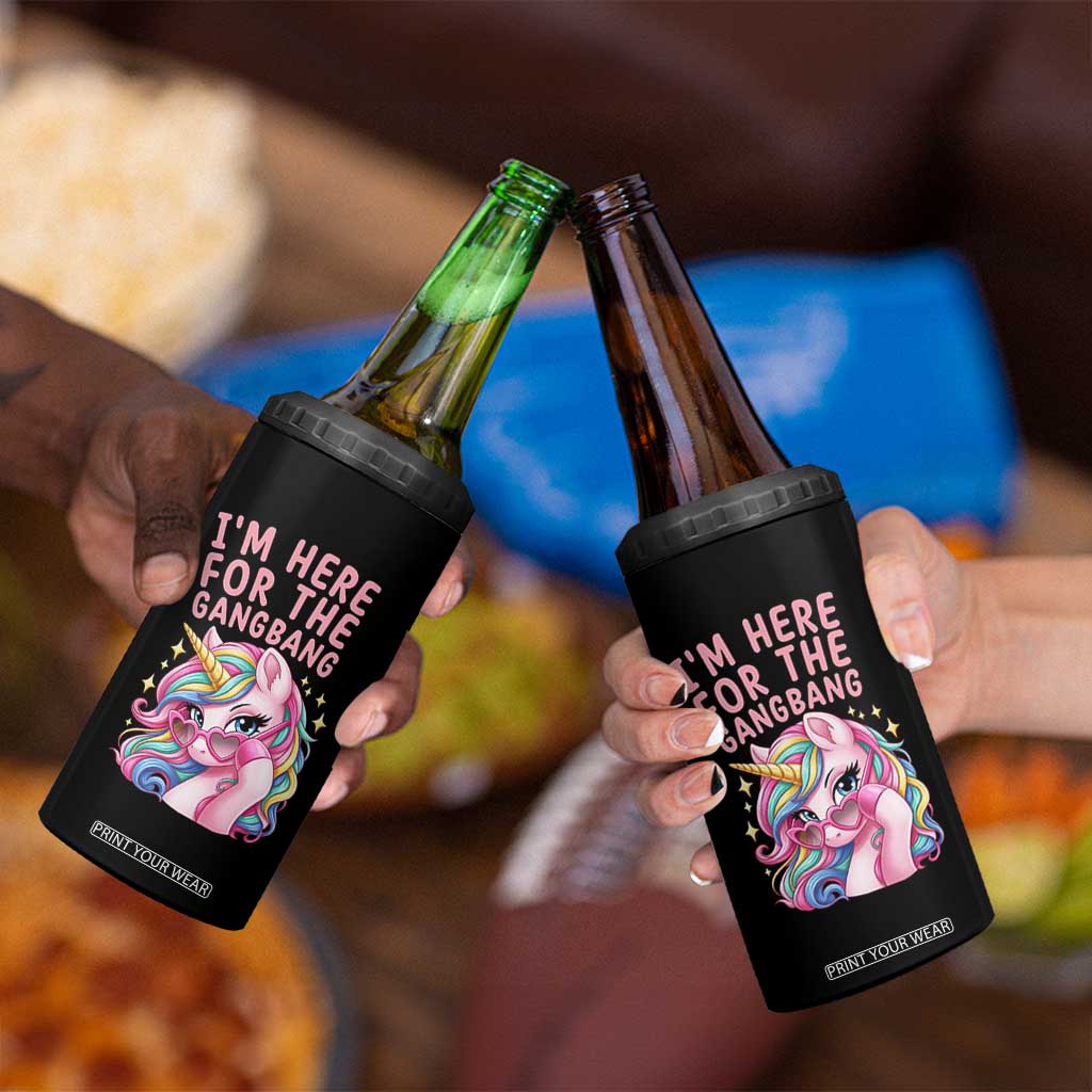 Funny Adult Humor 4 in 1 Can Cooler Tumbler I Am Here For The Gangb*ng TS12 Print Your Wear