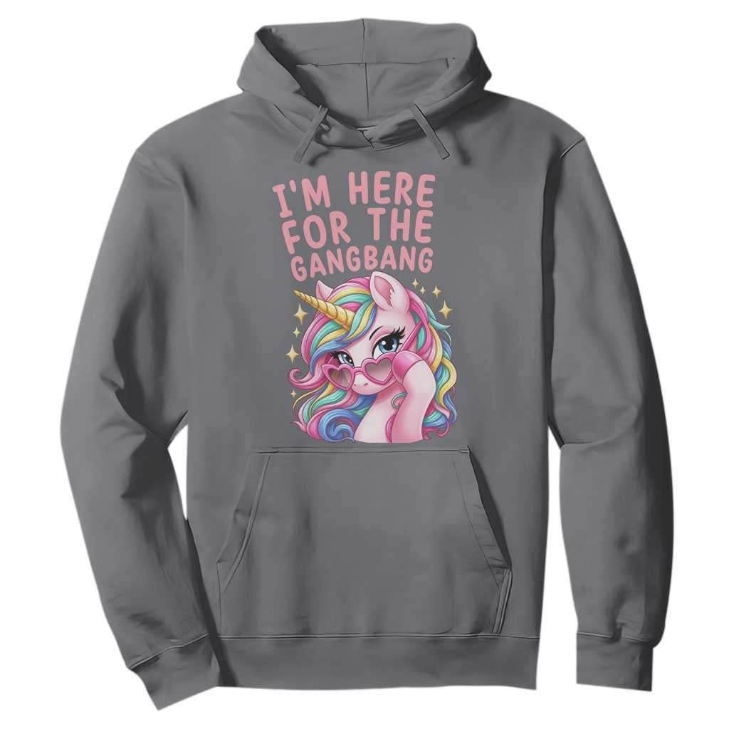 Funny Adult Humor Hoodie I Am Here For The Gangb*ng TS12 Charcoal Print Your Wear