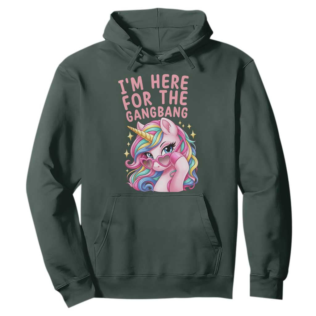 Funny Adult Humor Hoodie I Am Here For The Gangb*ng TS12 Dark Forest Green Print Your Wear