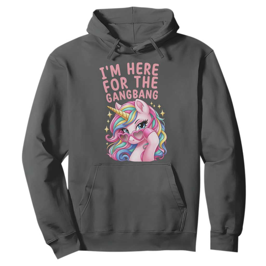 Funny Adult Humor Hoodie I Am Here For The Gangb*ng TS12 Dark Heather Print Your Wear