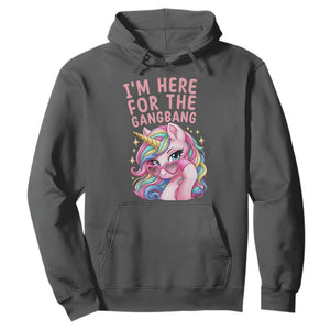 Funny Adult Humor Hoodie I Am Here For The Gangb*ng TS12 Dark Heather Print Your Wear