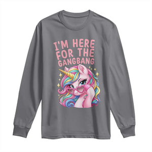Funny Adult Humor Long Sleeve Shirt I Am Here For The Gangb*ng TS12 Charcoal Print Your Wear