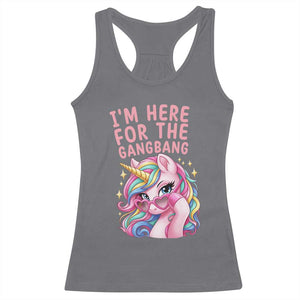 Funny Adult Humor Racerback Tank Top I Am Here For The Gangb*ng TS12 Charcoal Print Your Wear