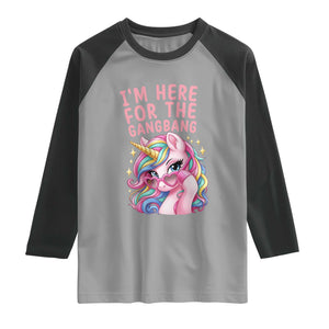 Funny Adult Humor Raglan Shirt I Am Here For The Gangb*ng TS12 Sport Gray Black Print Your Wear