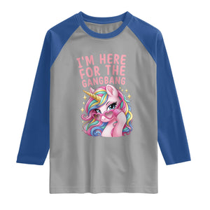 Funny Adult Humor Raglan Shirt I Am Here For The Gangb*ng TS12 Sport Gray Royal Print Your Wear